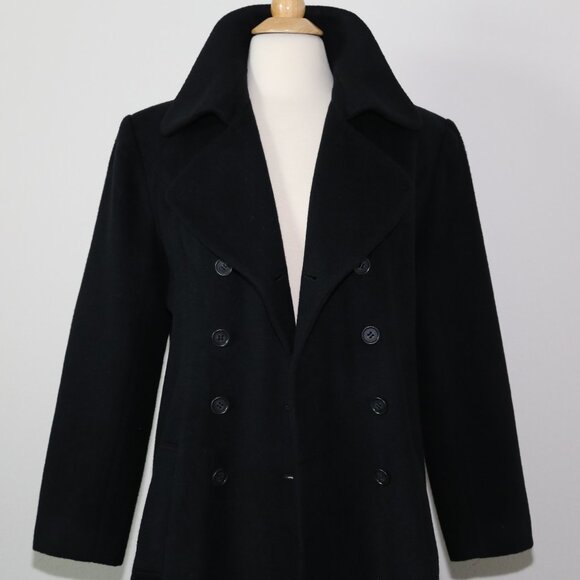 Authentic LOVE OTHER Classic double breasted long wool coat black EUC - Picture 2 of 13